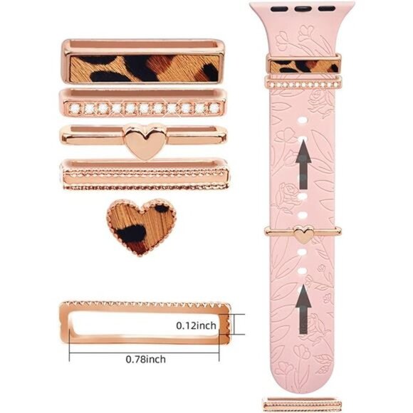 Pink Apple Watch Band with Rhinestone Charms main image 2